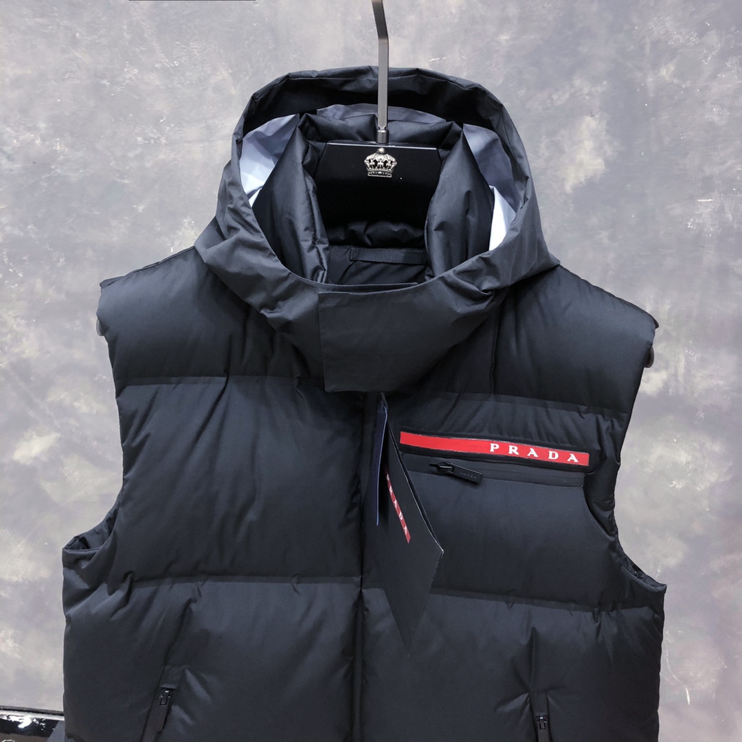 Prada Prada Logo Vest Jacket In Black - DopestKickz