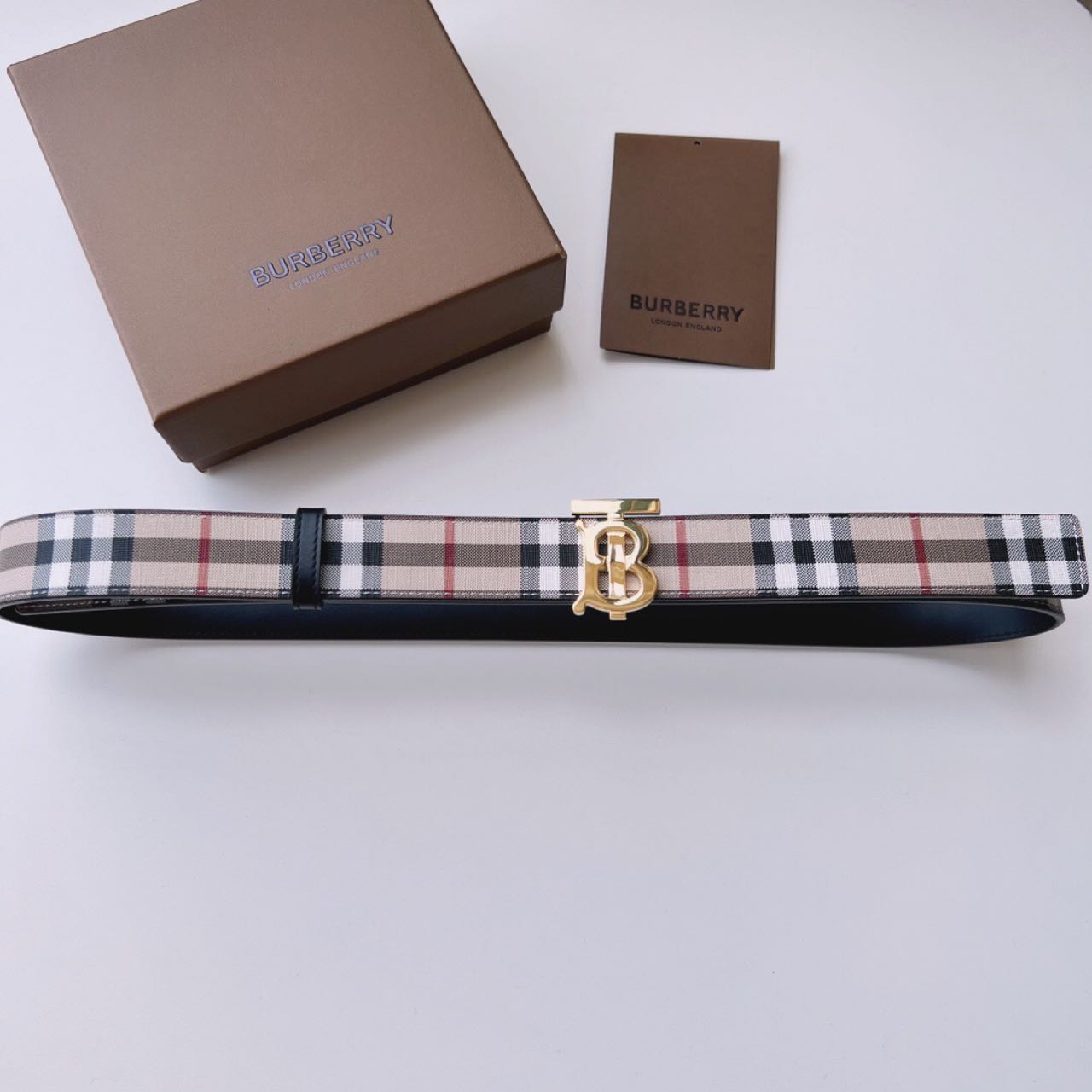 Burberry TB Monogram Vintage Check Belt - DopestKickz