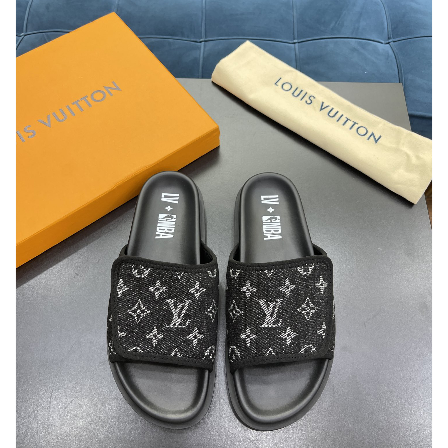 Louis Vuitton x NBA Monogram Slipper - DopestKickz