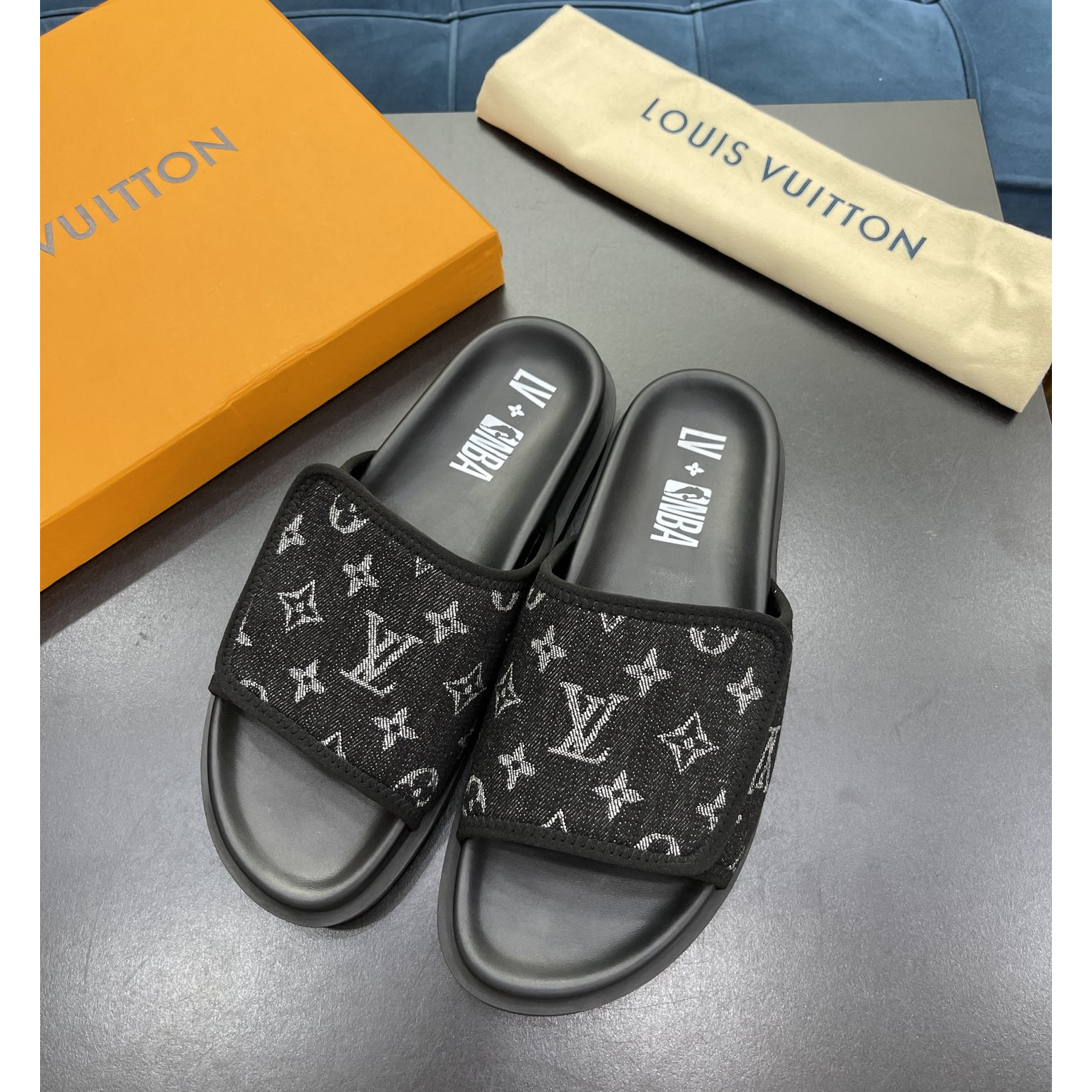 Louis Vuitton x NBA Monogram Slipper - DopestKickz