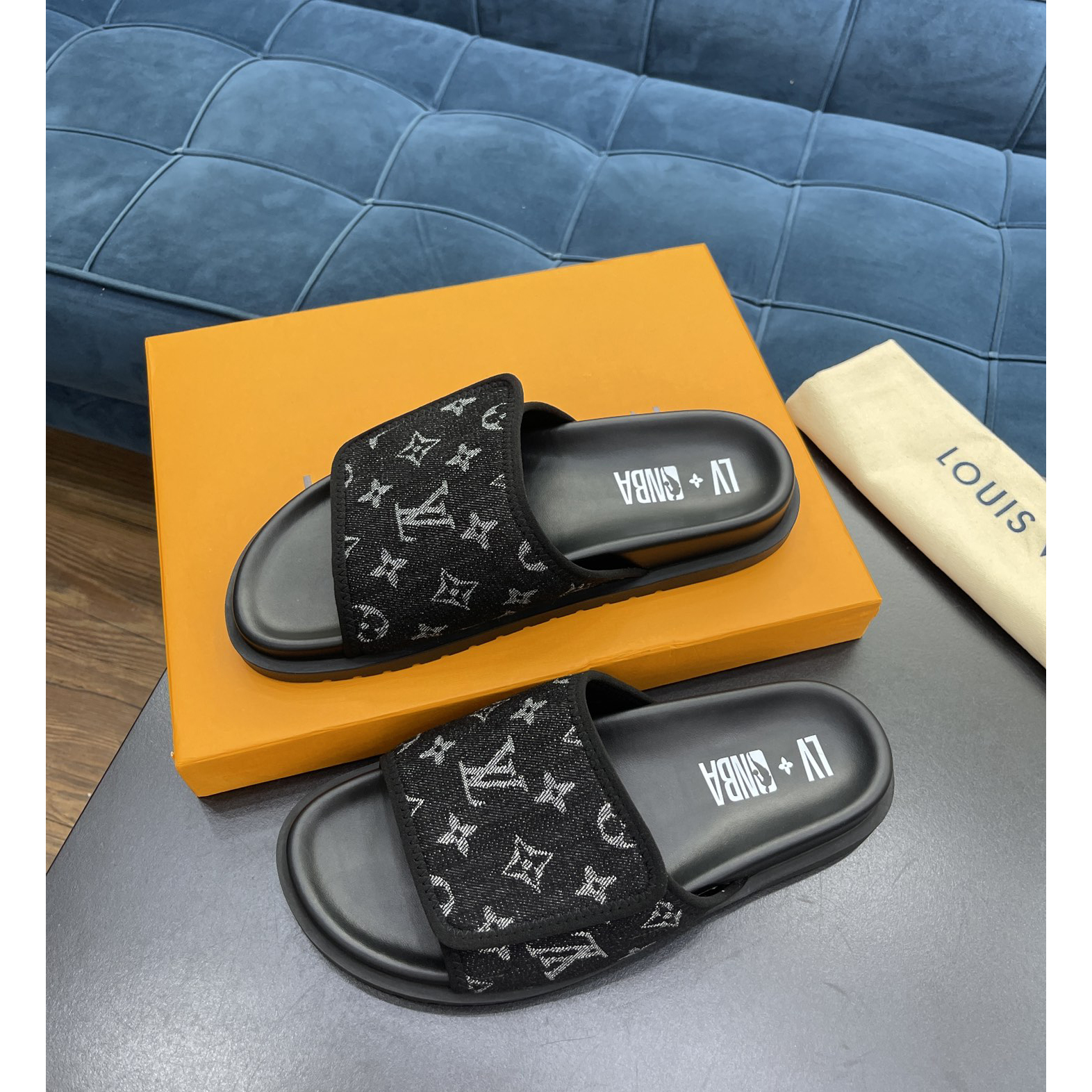 Louis Vuitton x NBA Monogram Slipper - DopestKickz