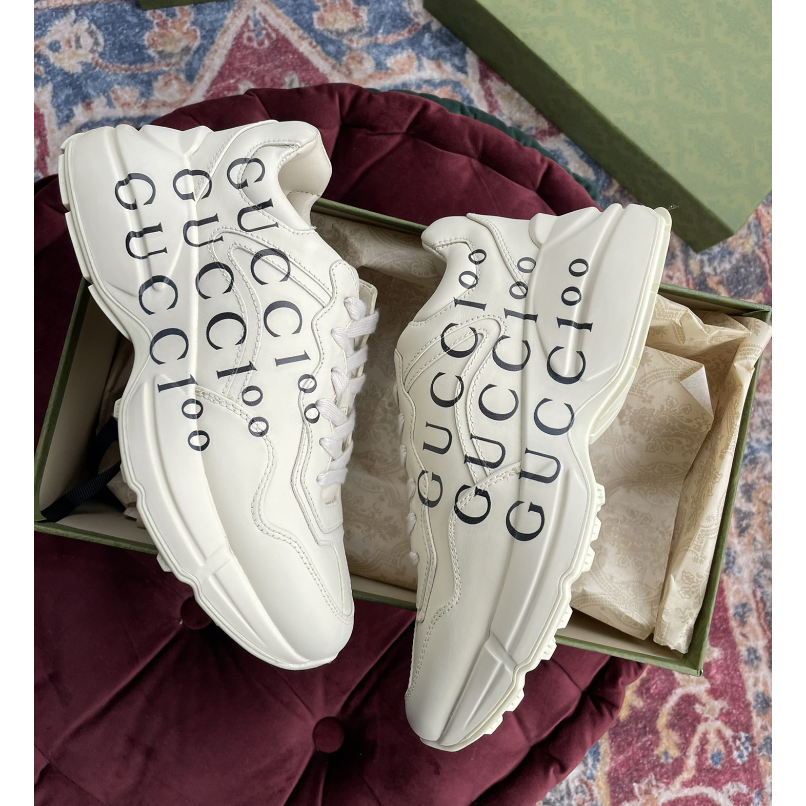 Gucci Men's Rhyton Sneaker In White - DopestKickz