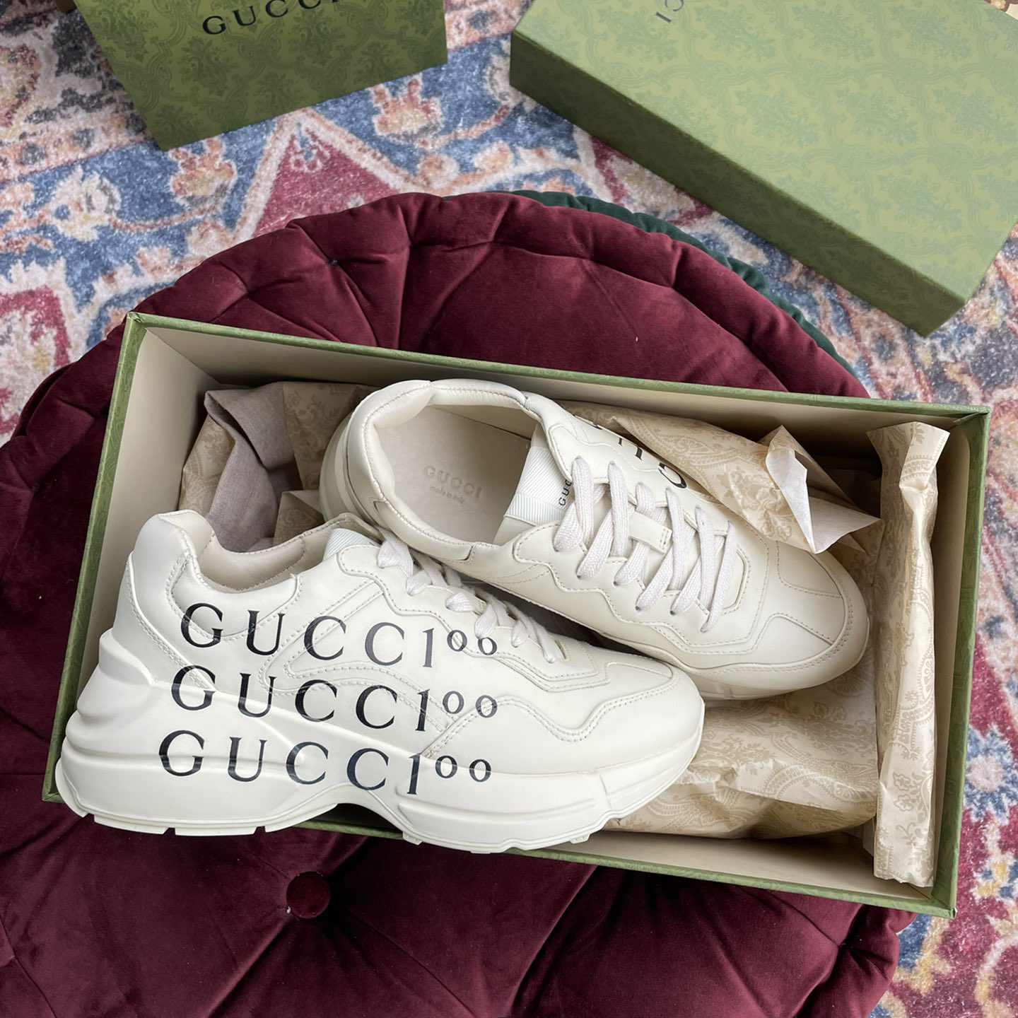 Gucci Men's Rhyton Sneaker In White - DopestKickz