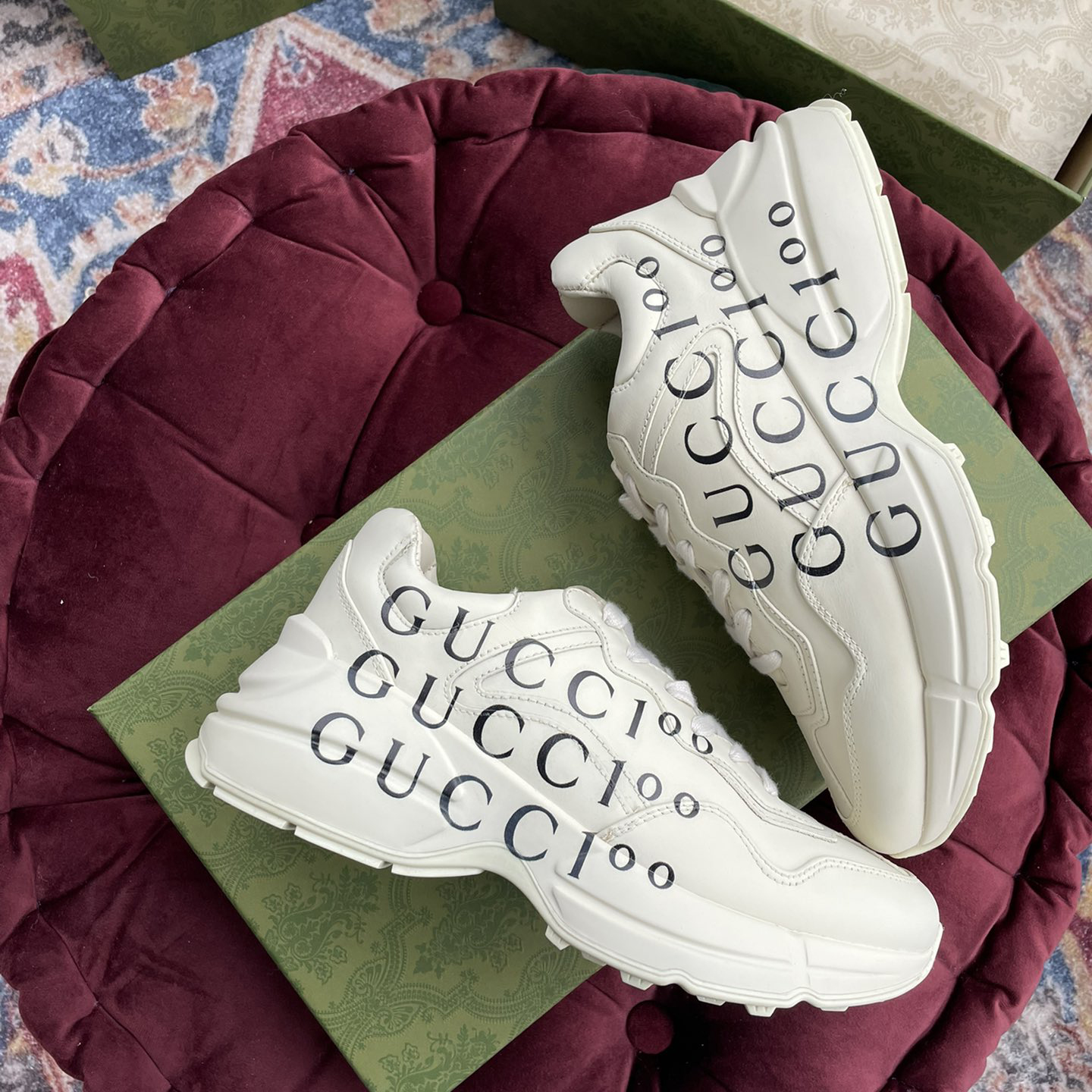 Gucci Men's Rhyton Sneaker In White - DopestKickz