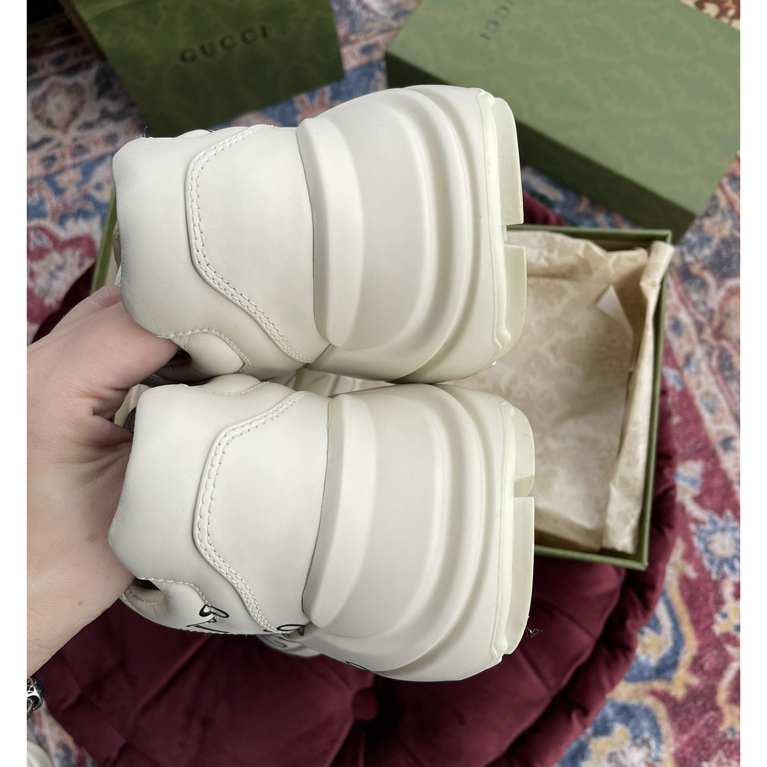 Gucci Men's Rhyton Sneaker In White - DopestKickz