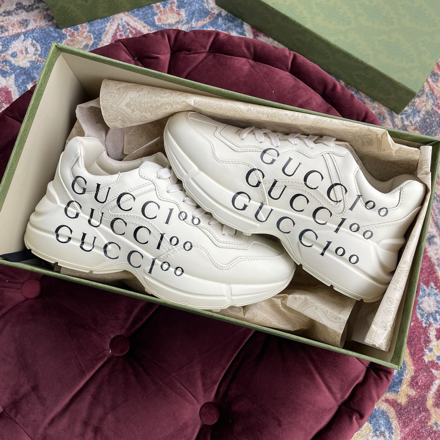 Gucci Men's Rhyton Sneaker In White - DopestKickz