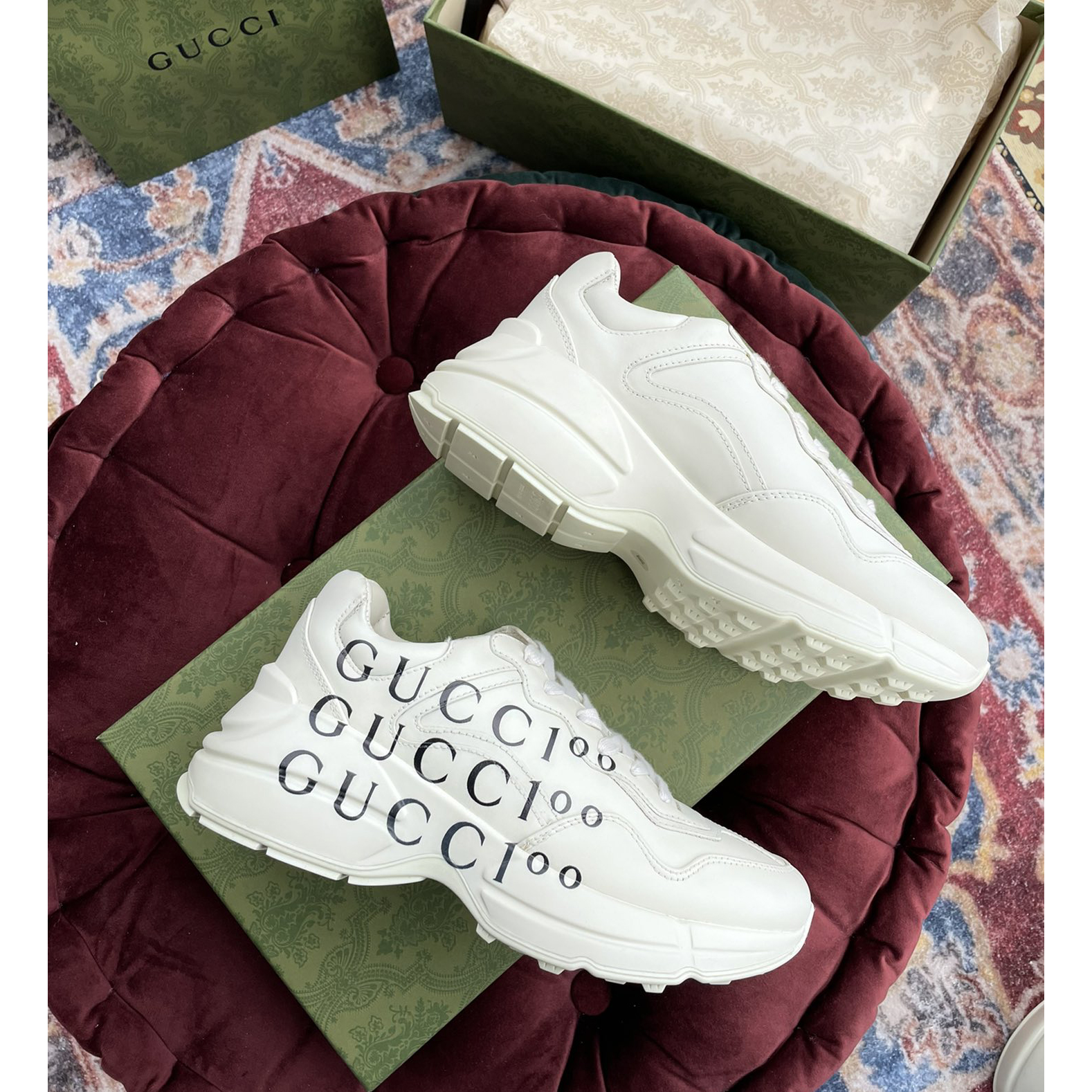Gucci Men's Rhyton Sneaker In White - DopestKickz