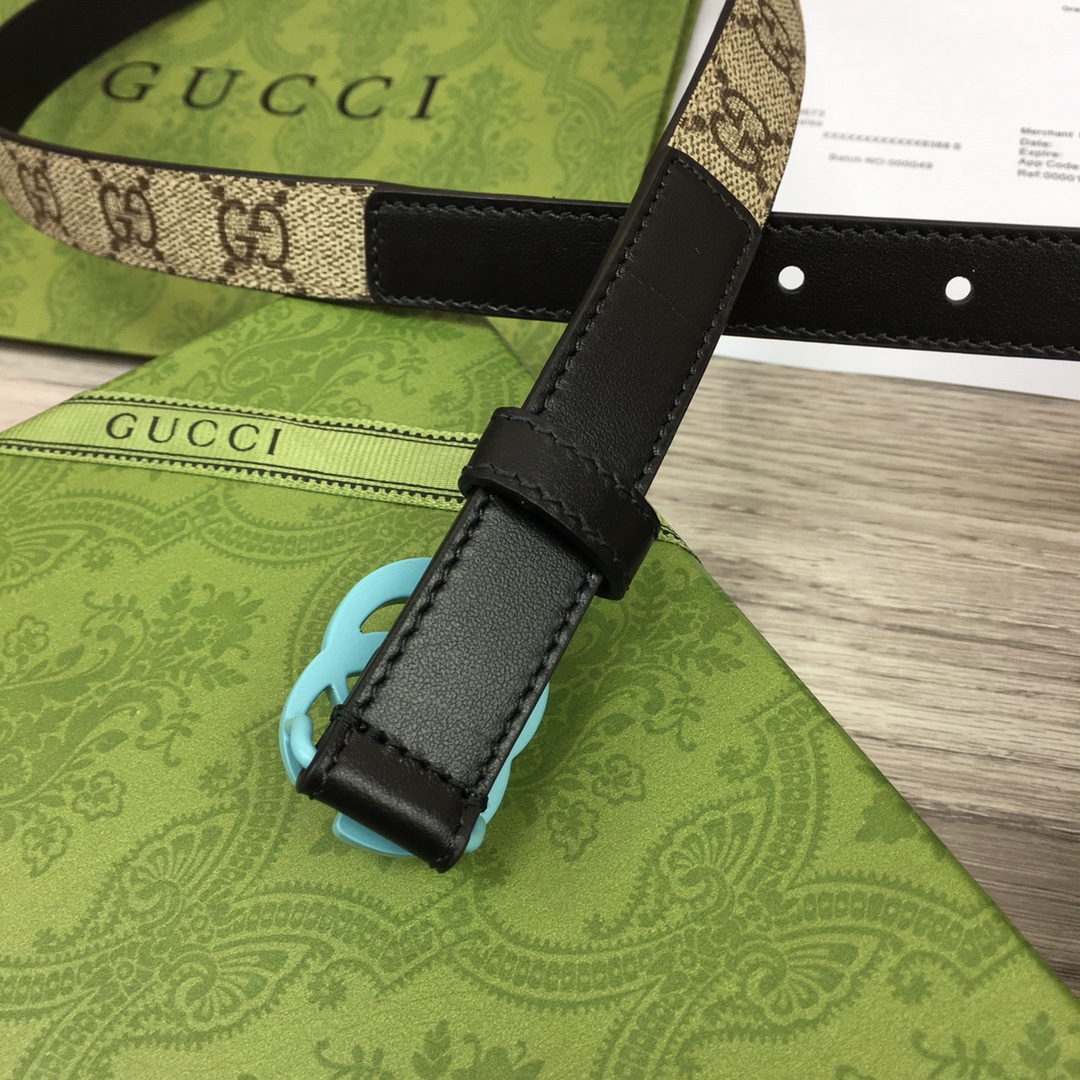 Gucci  Leather Belt With Double G Buckle  (2cm) - DopestKickz