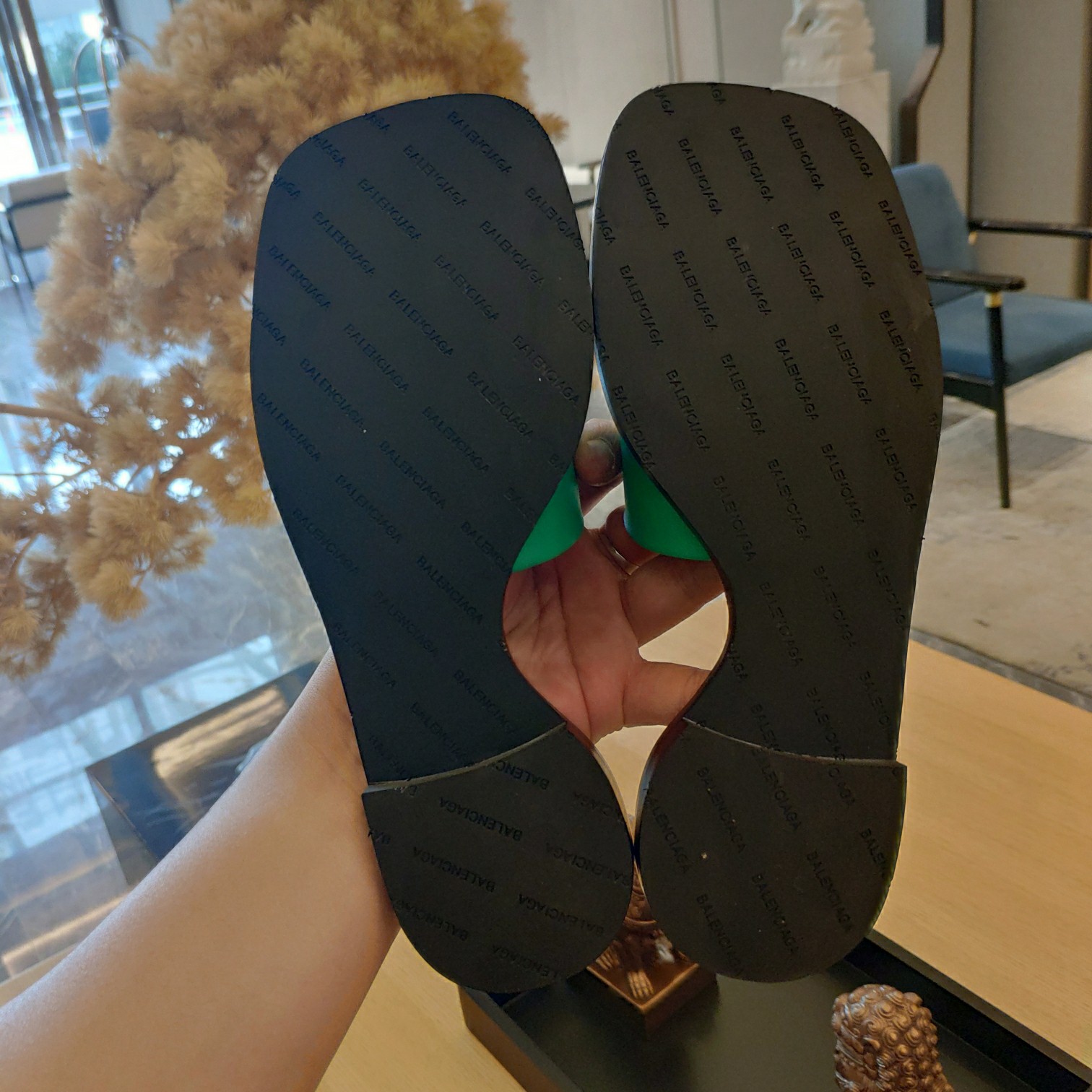 Balenciaga Logo Leather Slide Sandal - DopestKickz