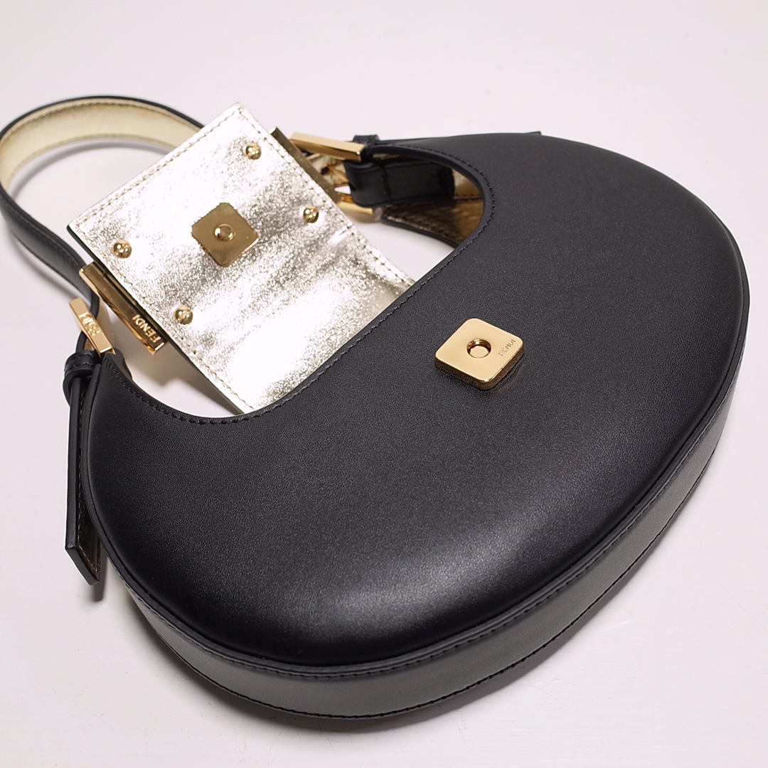 Fendi Cookie Black Leather Mini Handbag（22-17.5-4.5cm） - DopestKickz