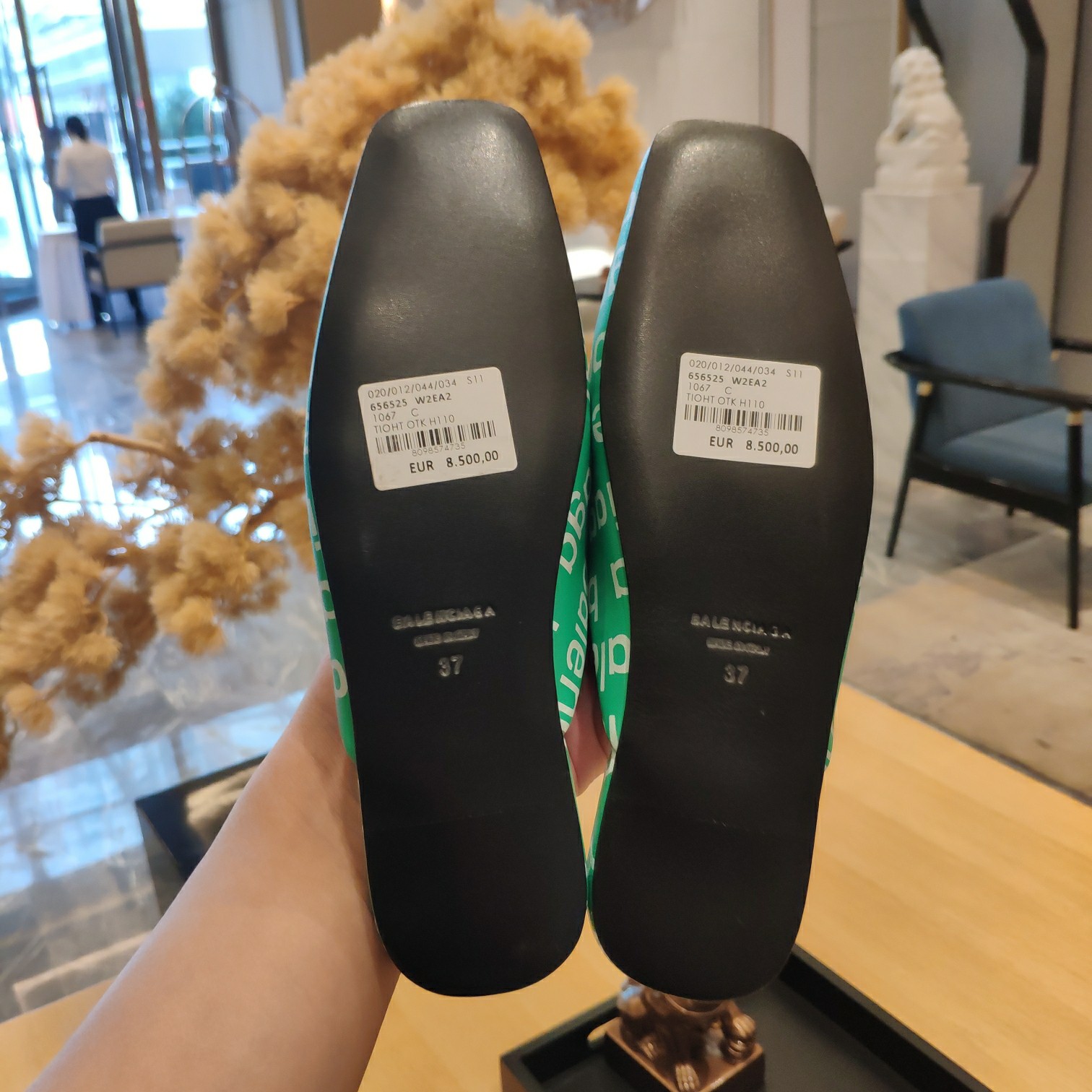 Balenciaga Logo  Leather Backless Loafers - DopestKickz