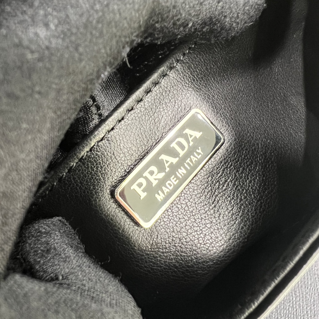 Prada Cleo Brushed Leather Shoulder Bag In Black(24-19-6cm)   1BD303 - DopestKickz