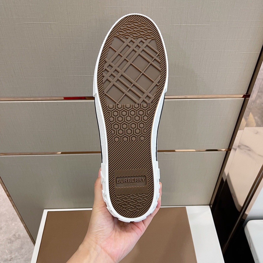 Burberry Check Cotton Sneakers - DopestKickz