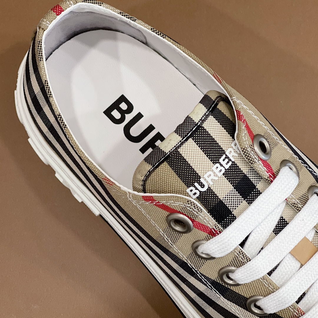 Burberry Check Cotton Sneakers - DopestKickz