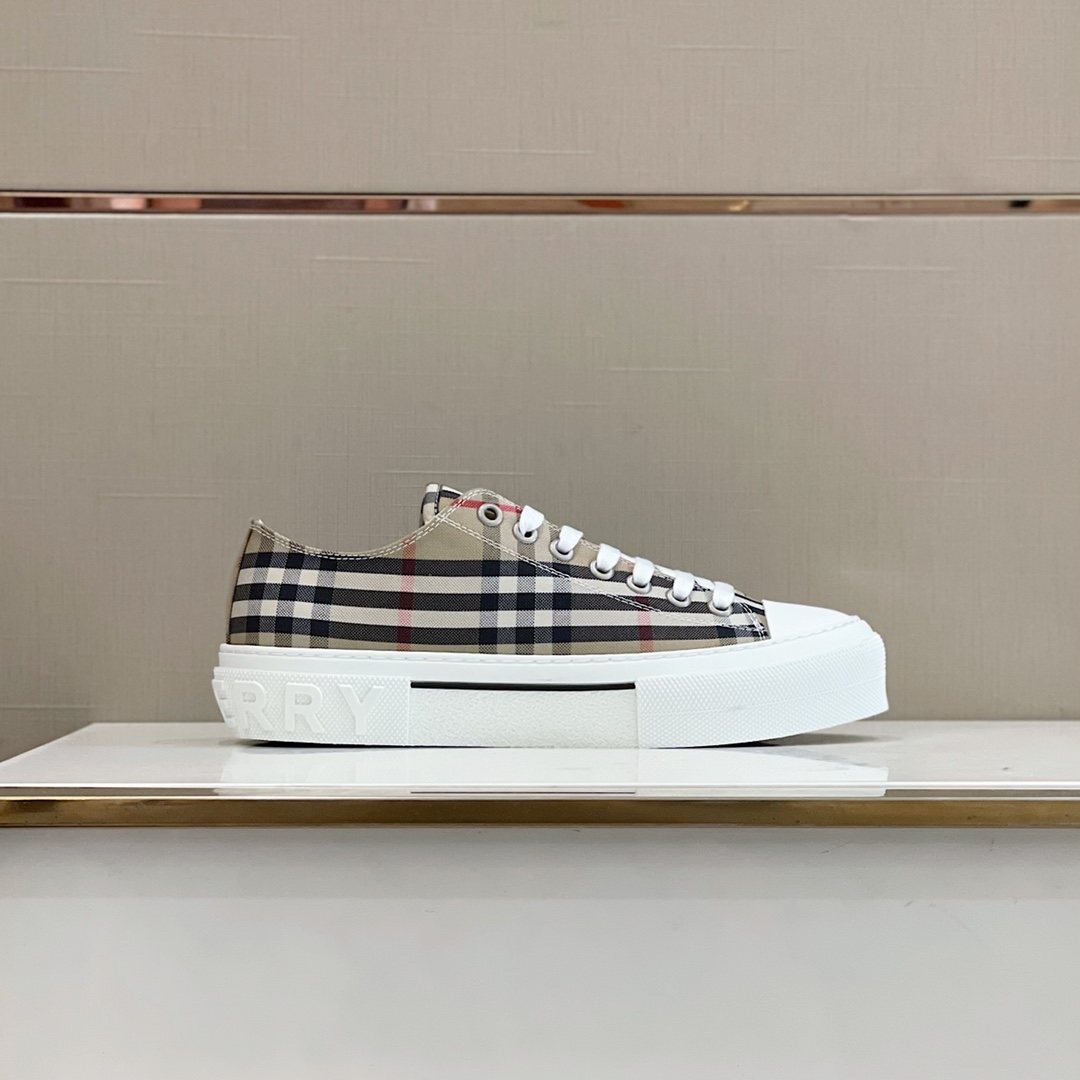 Burberry Check Cotton Sneakers - DopestKickz