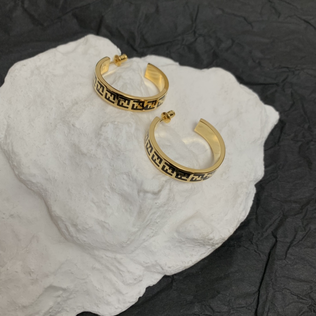 Fendi Forever Fendi Gold-Coloured Earrings - DopestKickz