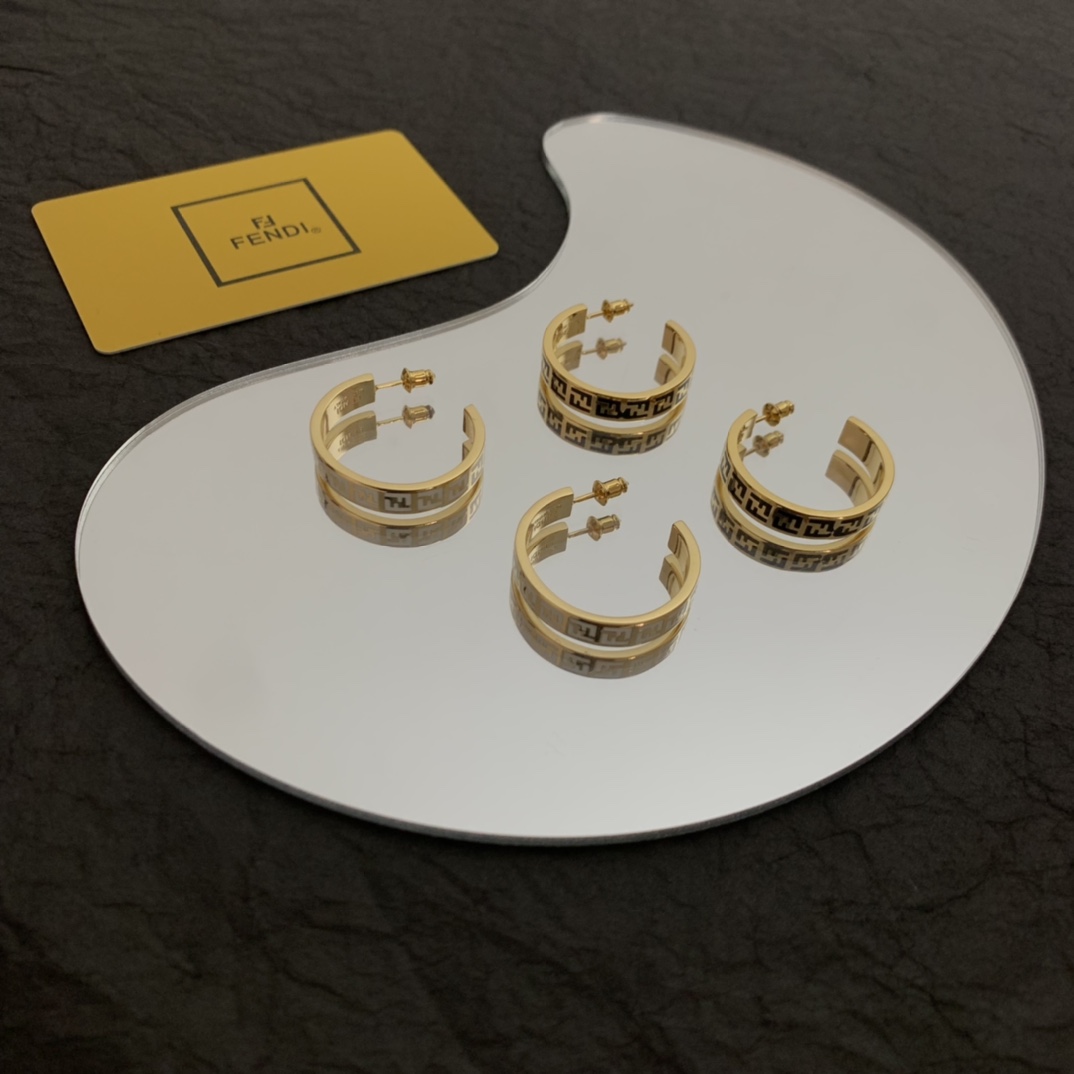 Fendi Forever Fendi Gold-Coloured Earrings - DopestKickz