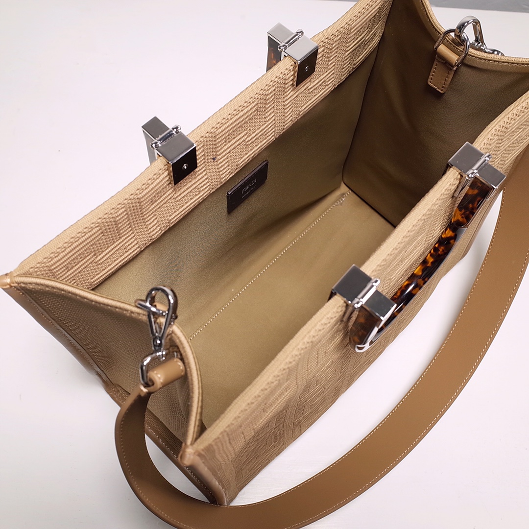 Fendi Sunshine Medium Shopper Bag In Beige(35-31-17cm)  8BH386 - DopestKickz