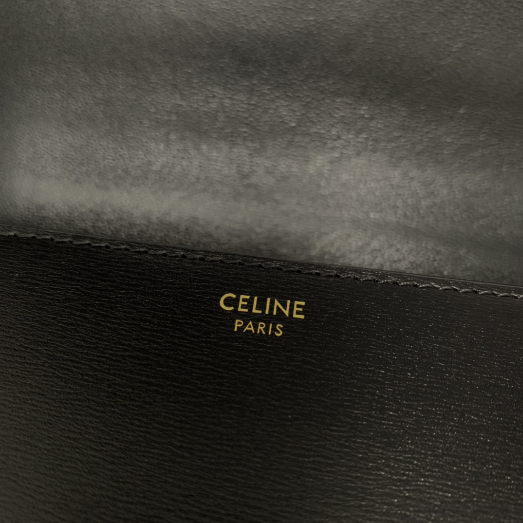 Celine Teen Bag Cuir Triomphe In Shiny Calfskin Black(18.5-14-8cm) - DopestKickz