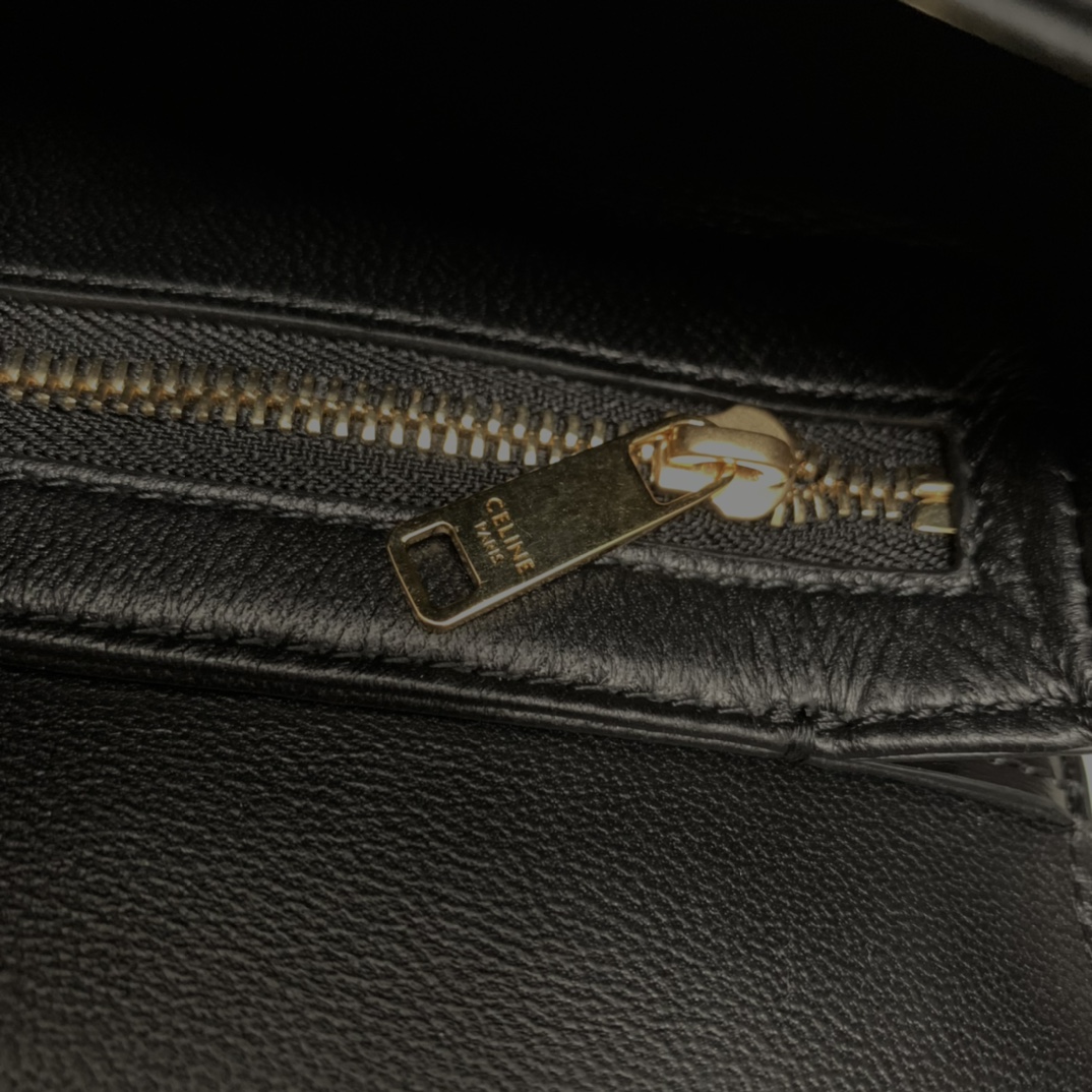 Celine Teen Bag Cuir Triomphe In Shiny Calfskin Black(18.5-14-8cm) - DopestKickz