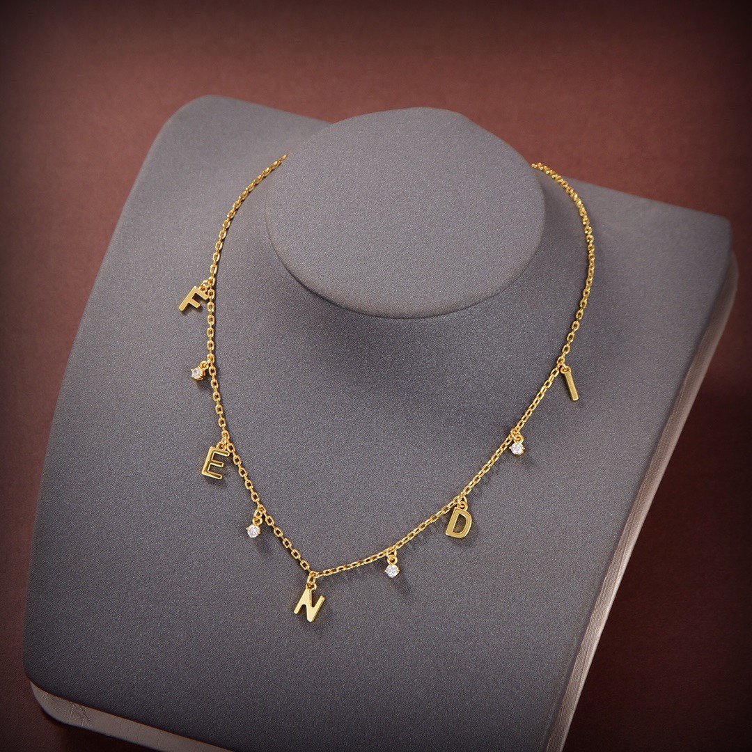 Fendi Signature Gold-Coloured Necklace - DopestKickz