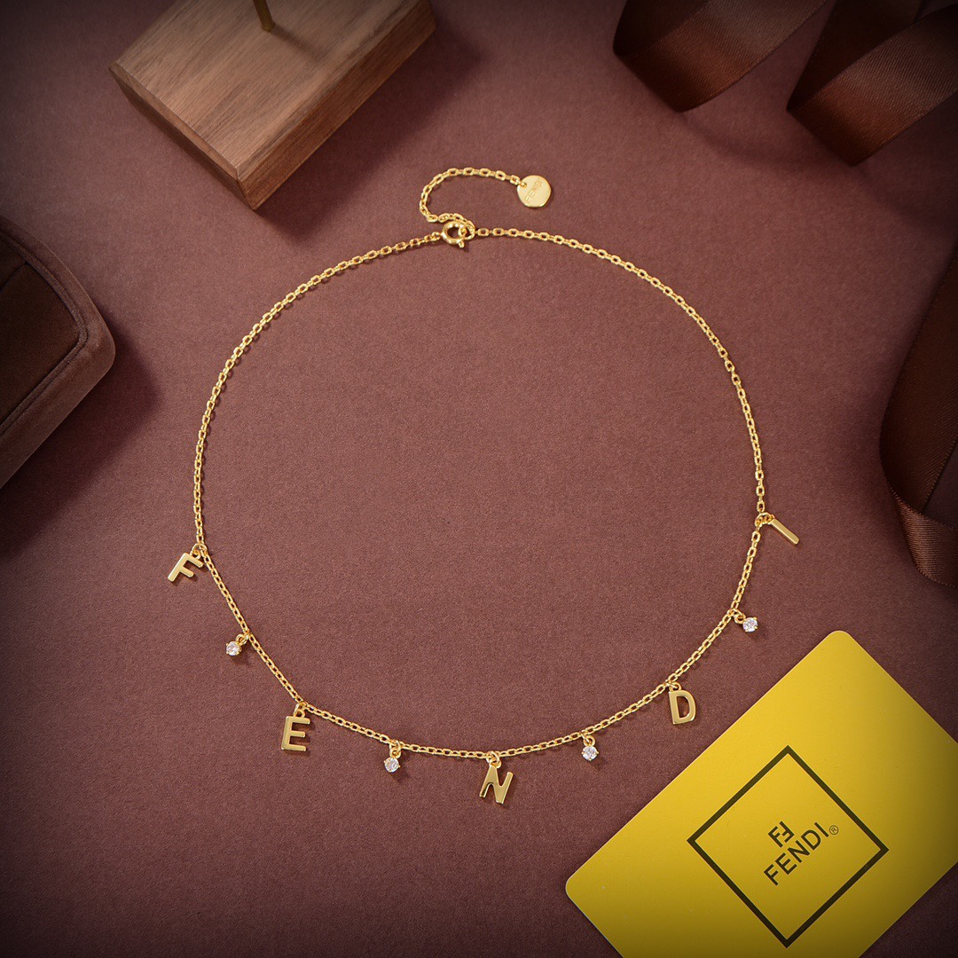 Fendi Signature Gold-Coloured Necklace - DopestKickz