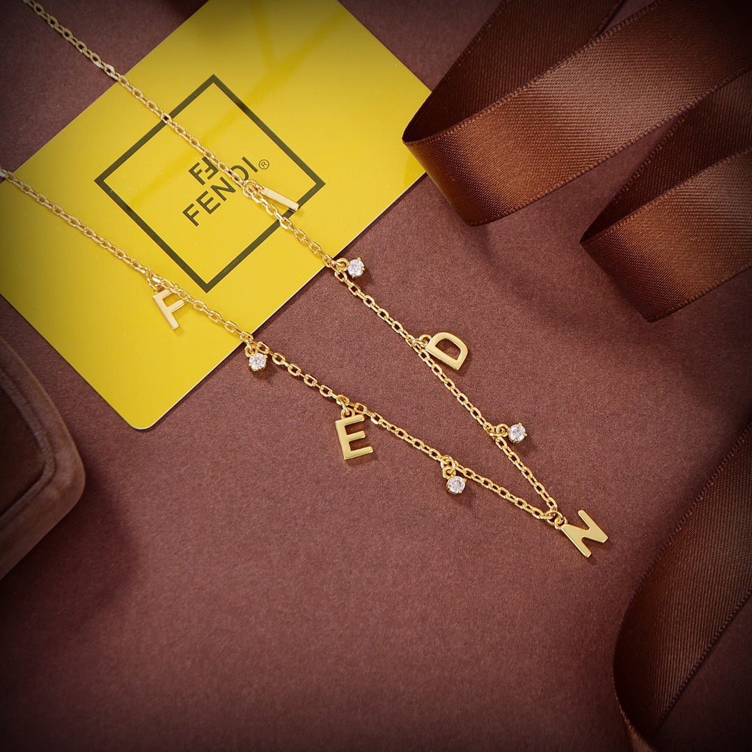 Fendi Signature Gold-Coloured Necklace - DopestKickz