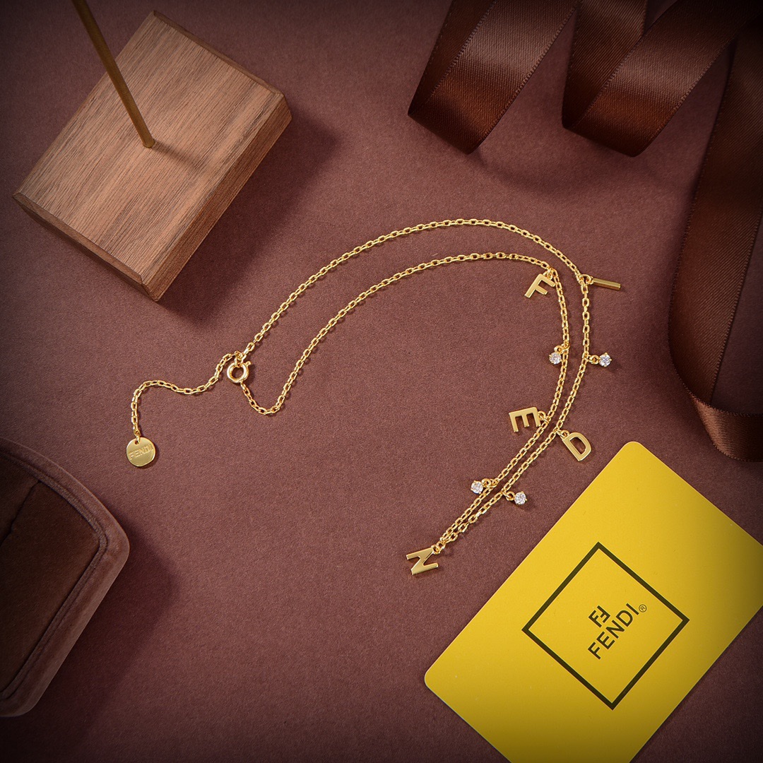 Fendi Signature Gold-Coloured Necklace - DopestKickz