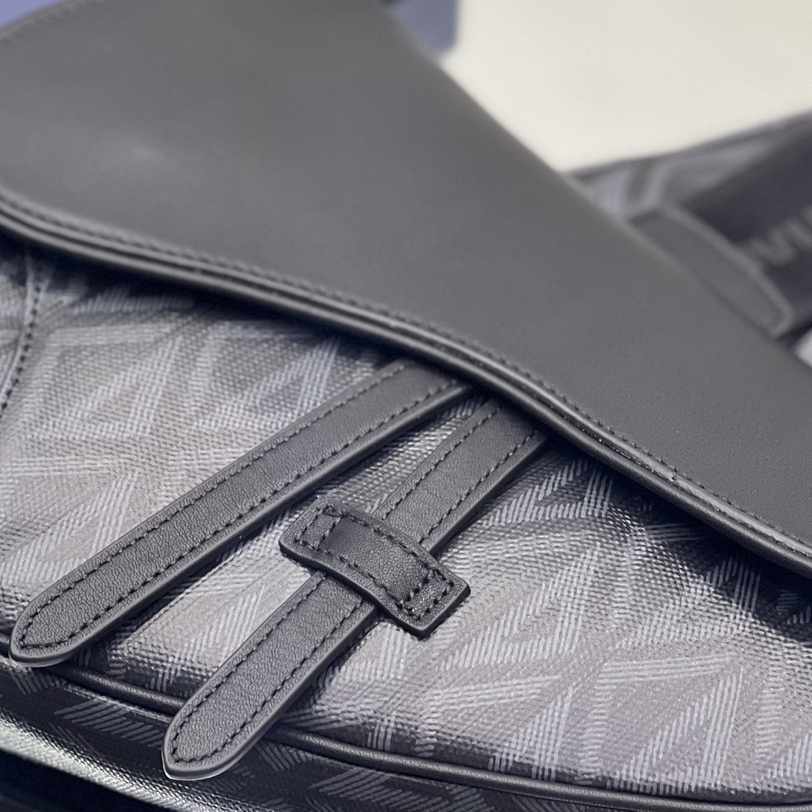 Dior Black CD Diamond Canvas And Smooth Calfskin Saddle Bag(26-19-4.5cm) 1ADPO093 - DopestKickz