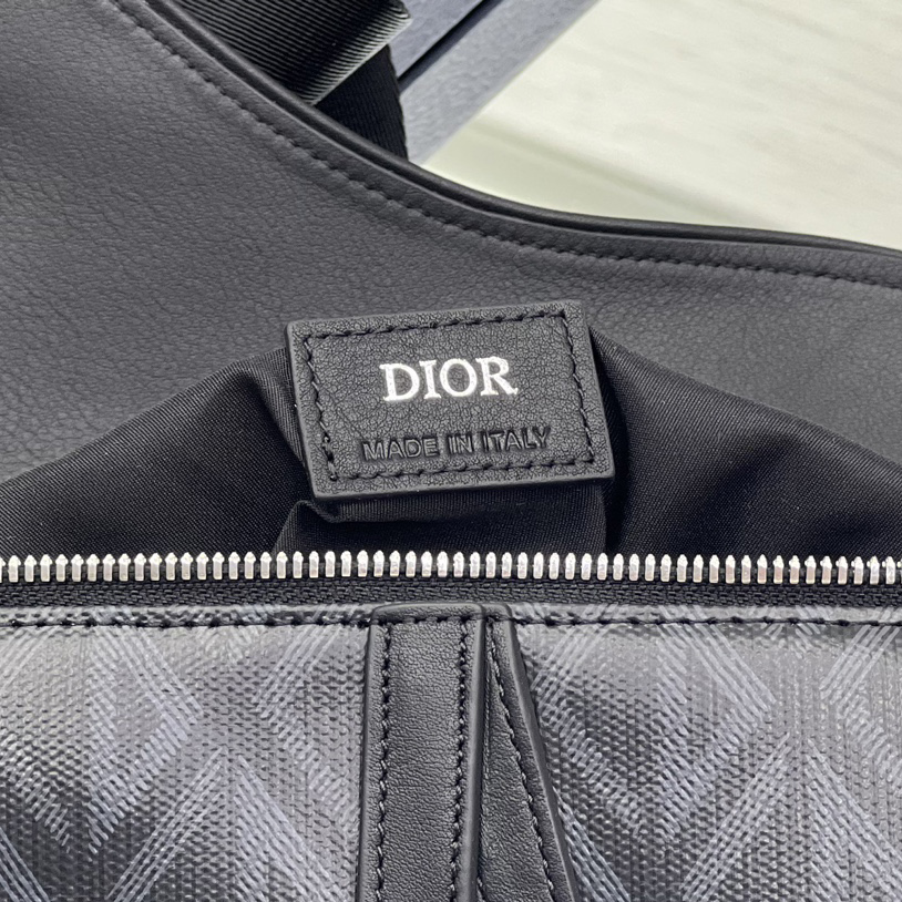 Dior Black CD Diamond Canvas And Smooth Calfskin Saddle Bag(26-19-4.5cm) 1ADPO093 - DopestKickz