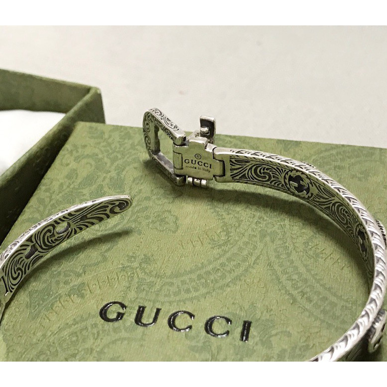 Gucci Silver Bracelet With Interlocking G - DopestKickz