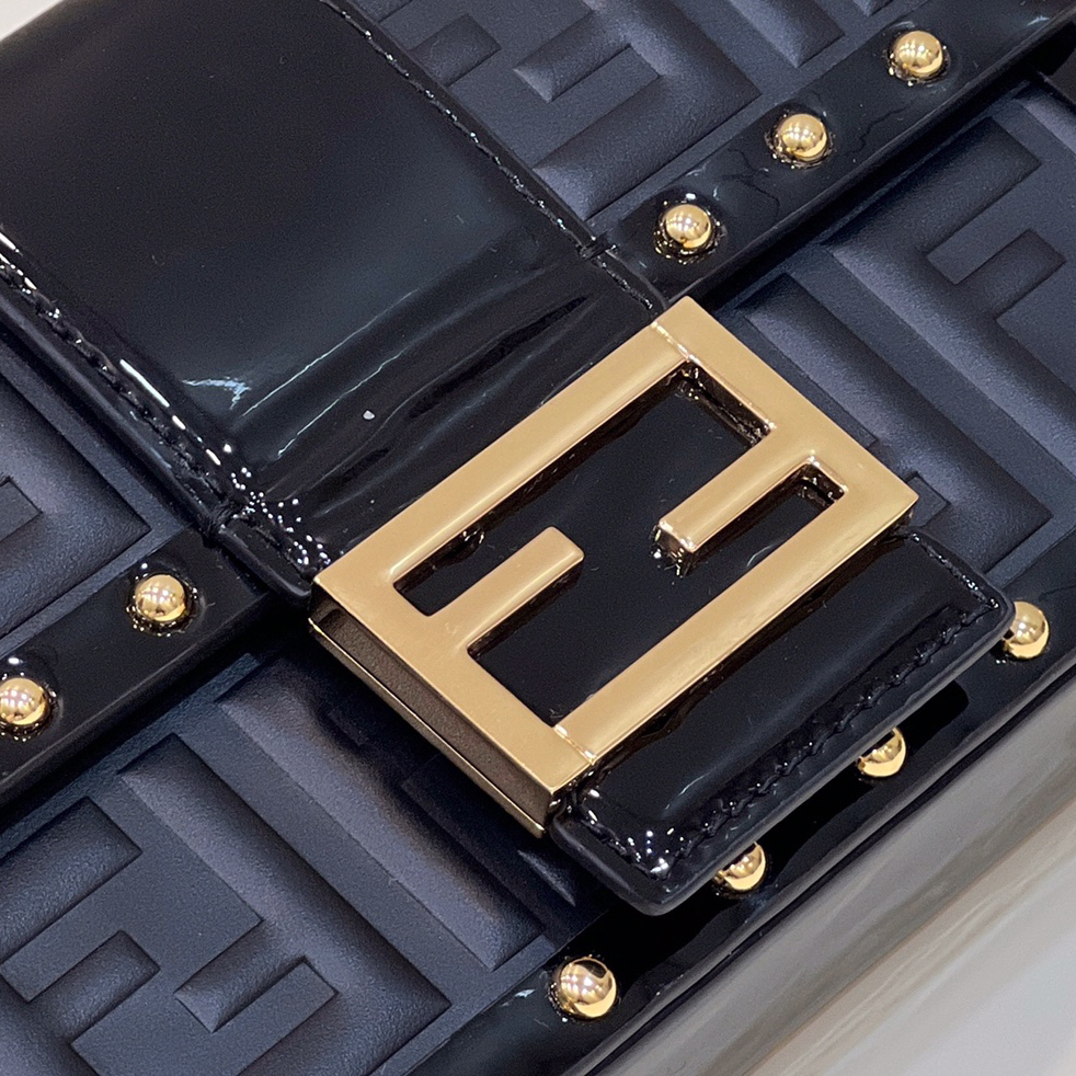 Fendi Baguette Trunk Mini Black Leather Bag(18.5-11.5-5cm) - DopestKickz