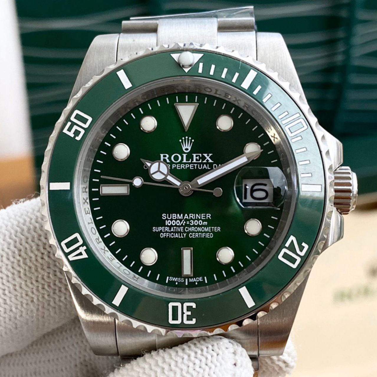 Rolex High Quality Oyster Perpetua Dark Green Dial Watch - DopestKickz
