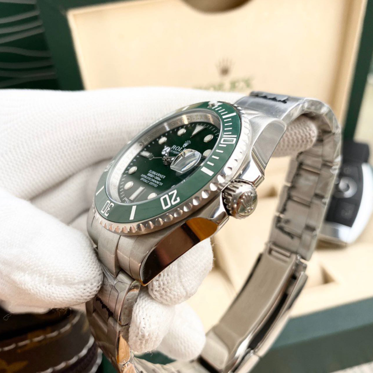 Rolex High Quality Oyster Perpetua Dark Green Dial Watch - DopestKickz