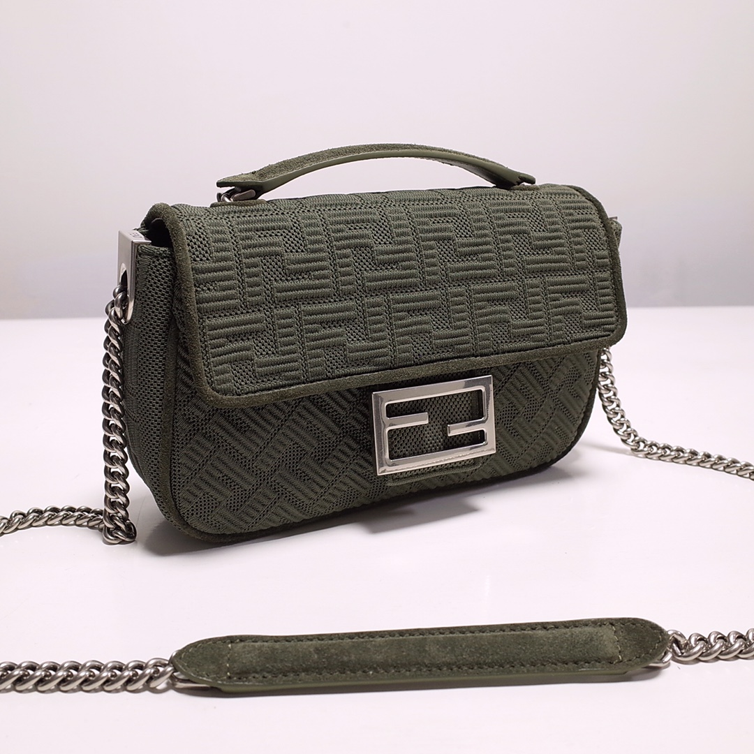 Fendi Iconic Medium Baguette Bag With Chain  (24-14.5-7CM)   8BR793 - DopestKickz