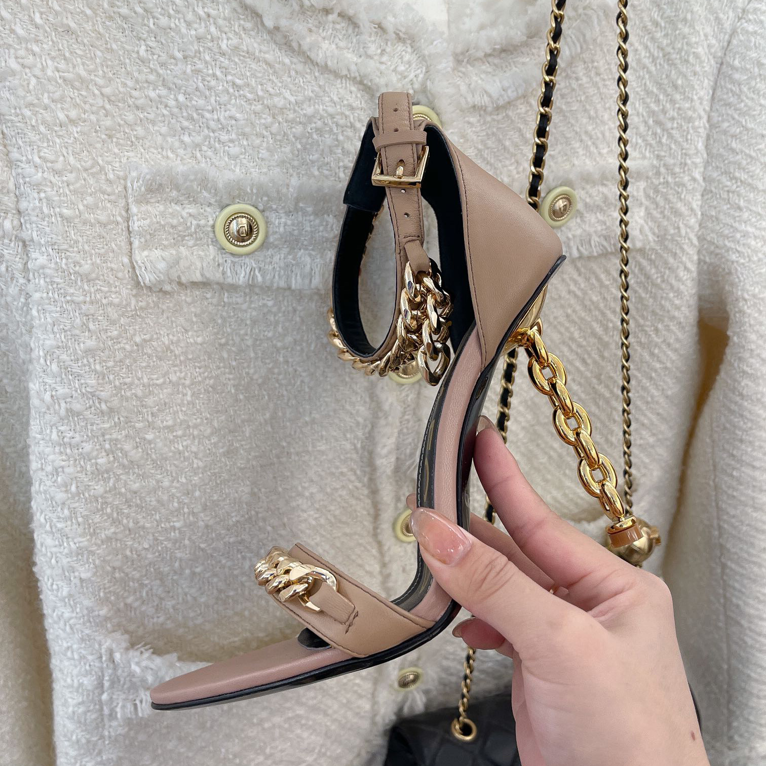 Tom Ford Chain-Trimmed Leather Sandals With Heel Height Of 10.5cm - DopestKickz