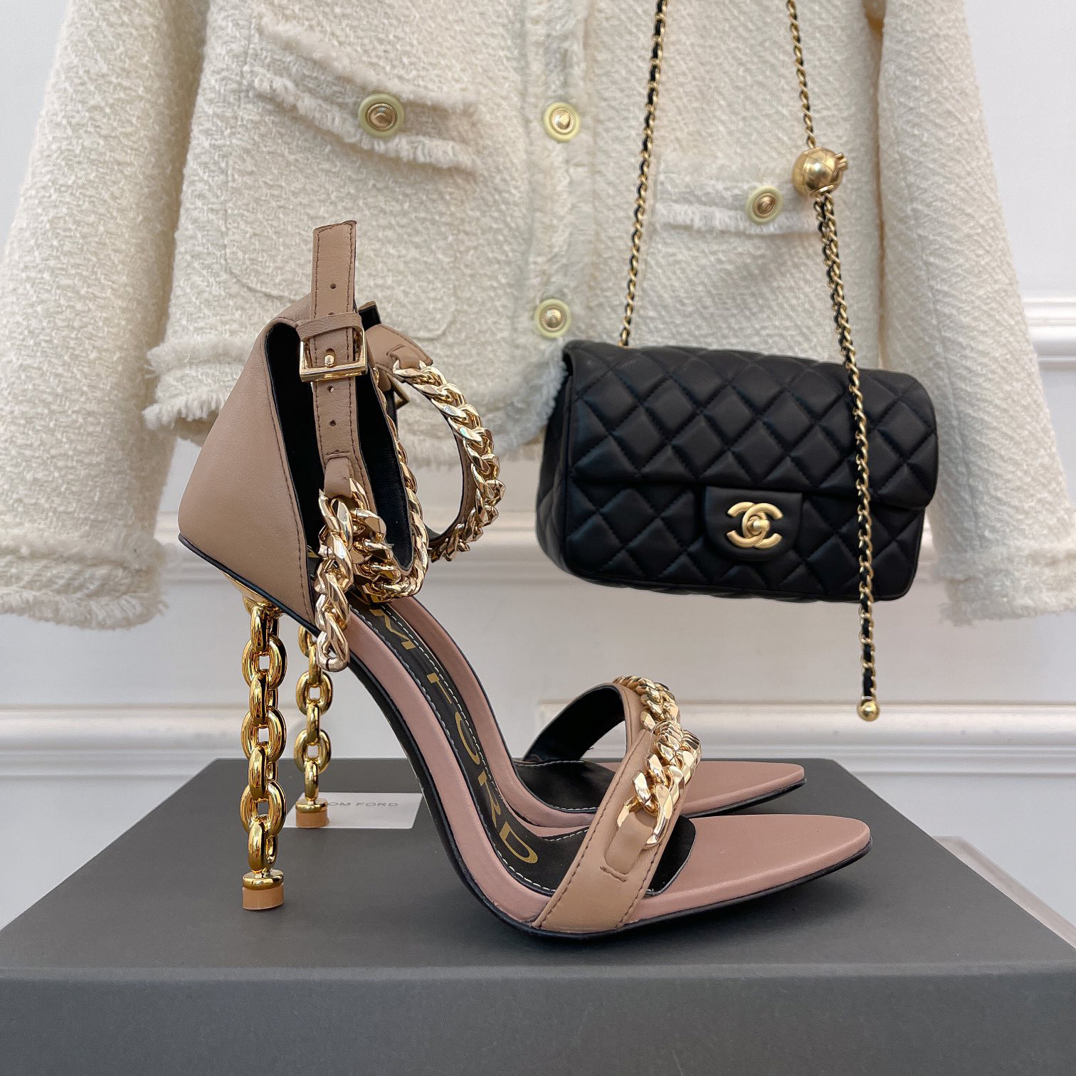 Tom Ford Chain-Trimmed Leather Sandals With Heel Height Of 10.5cm - DopestKickz