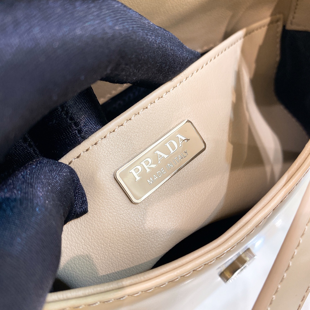 Prada Cleo Brushed Leather Shoulder Bag In Apricot(24-19-6cm)   1BD303 - DopestKickz