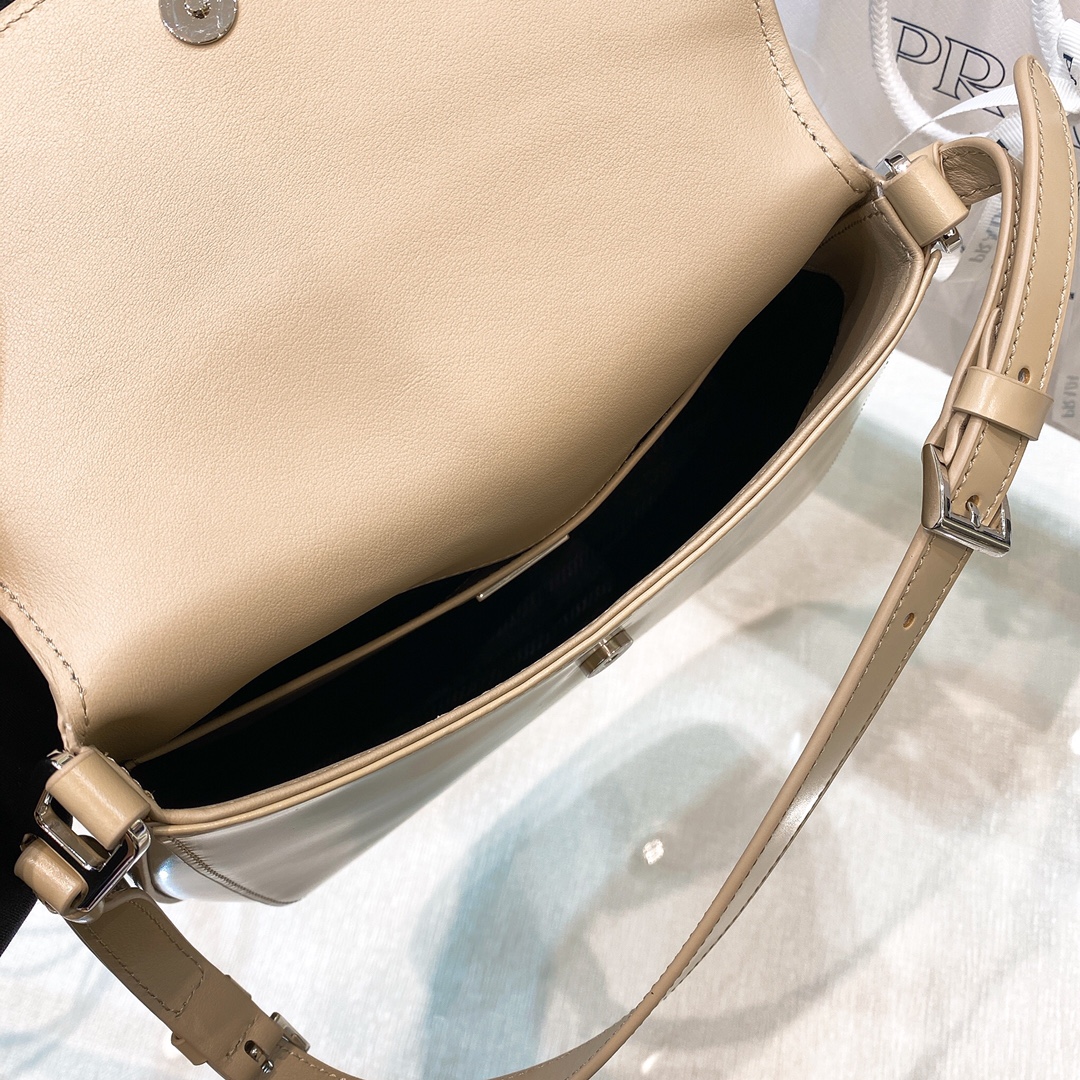 Prada Cleo Brushed Leather Shoulder Bag In Apricot(24-19-6cm)   1BD303 - DopestKickz