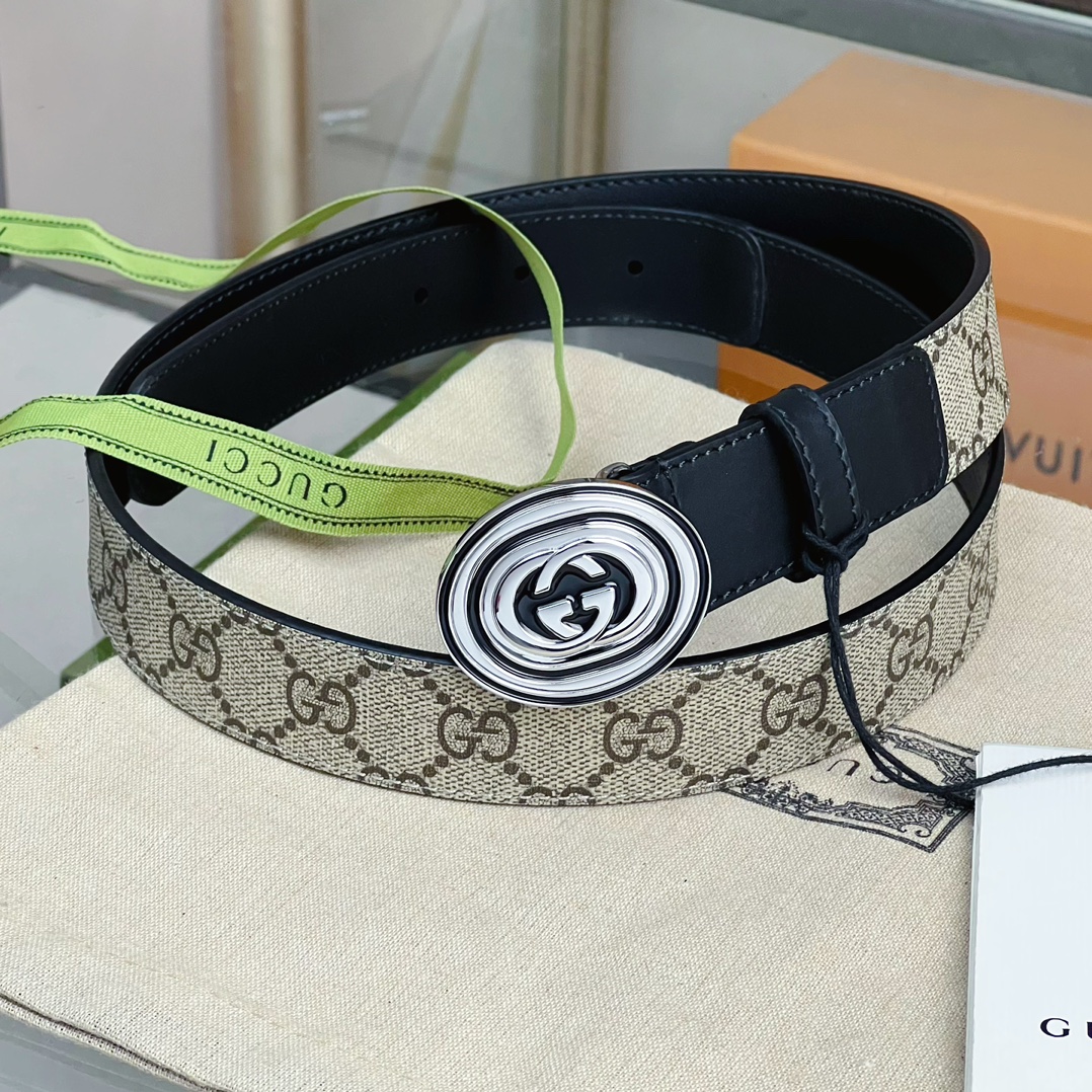 Gucci  Belt With Interlocking G Oval Buckle - DopestKickz