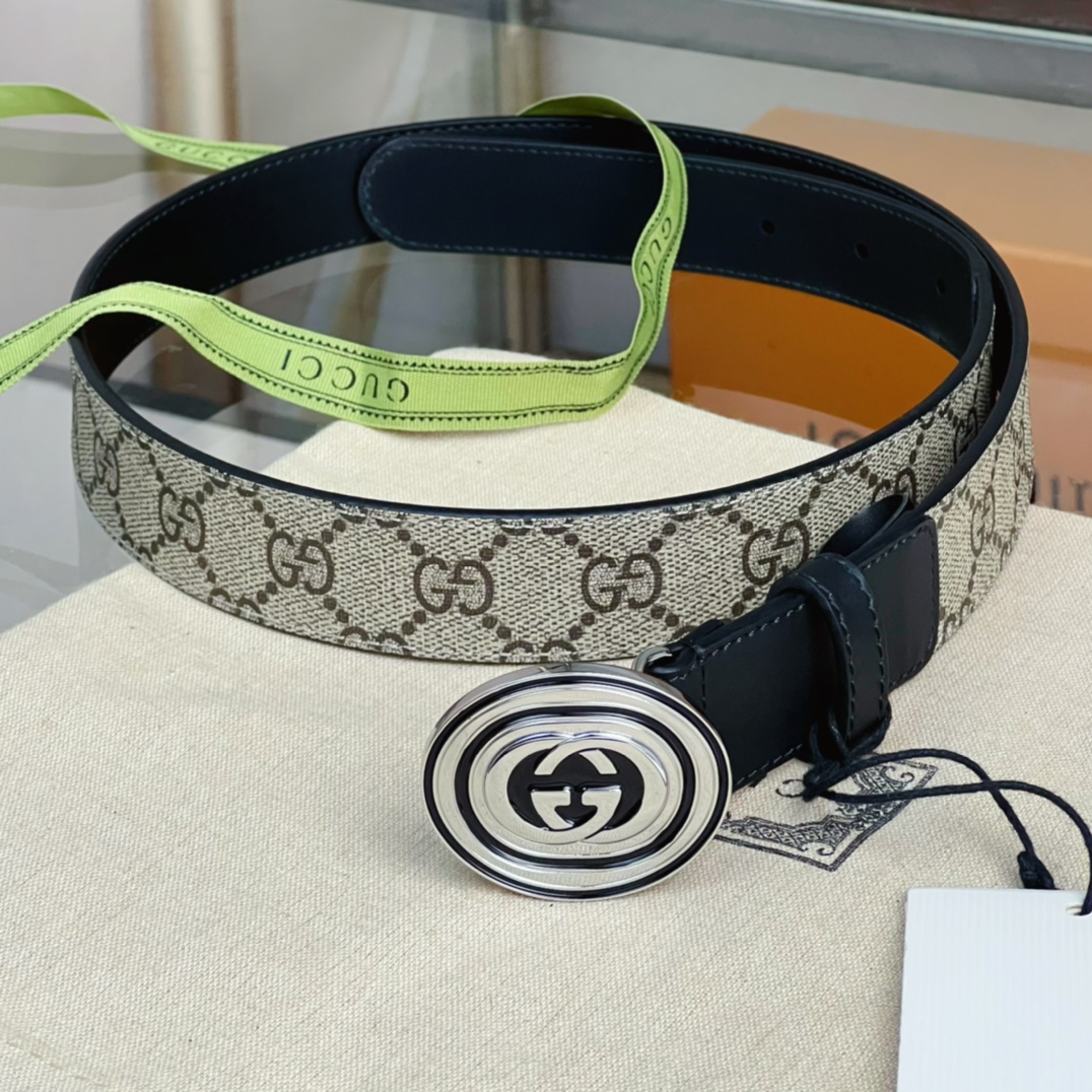 Gucci  Belt With Interlocking G Oval Buckle - DopestKickz