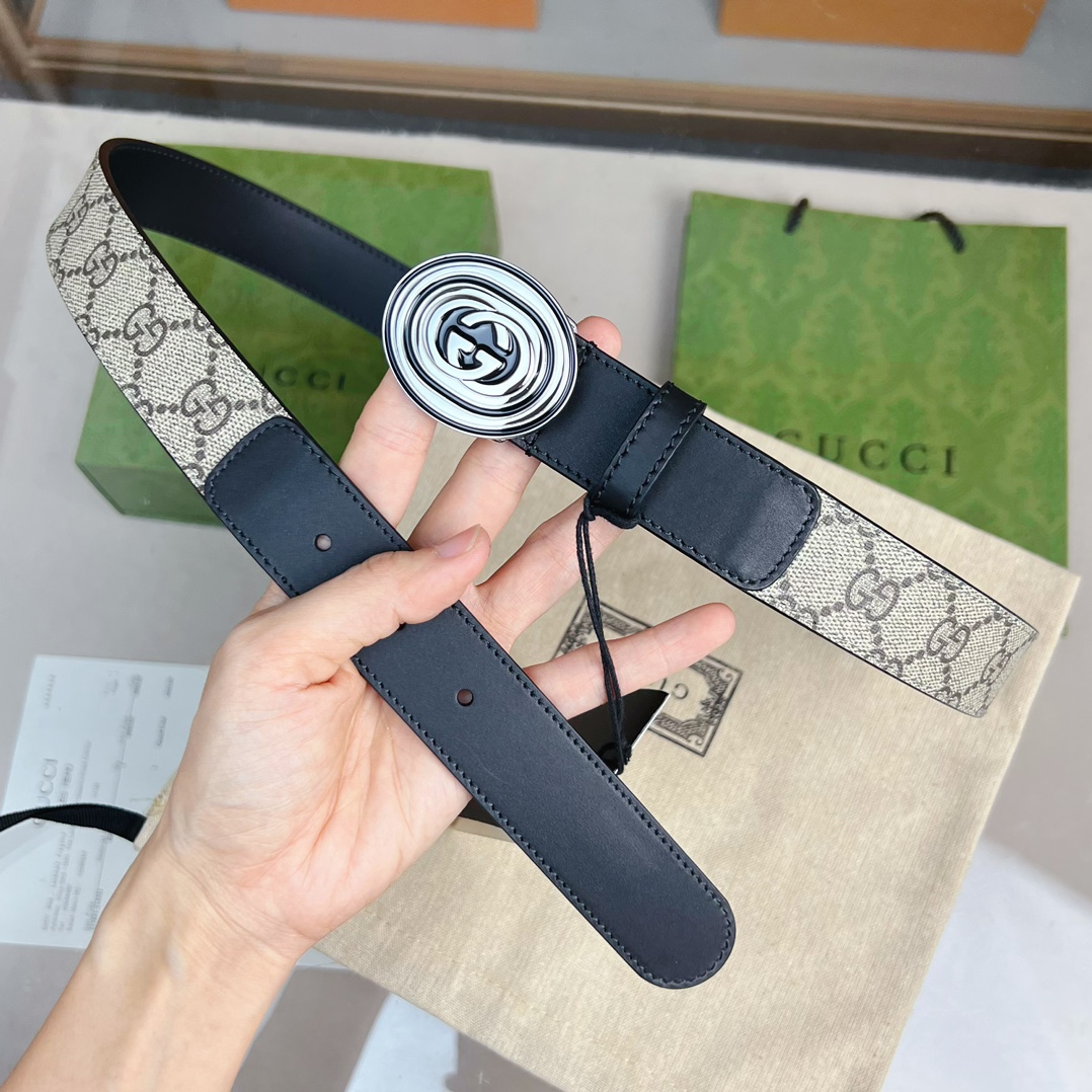 Gucci  Belt With Interlocking G Oval Buckle - DopestKickz