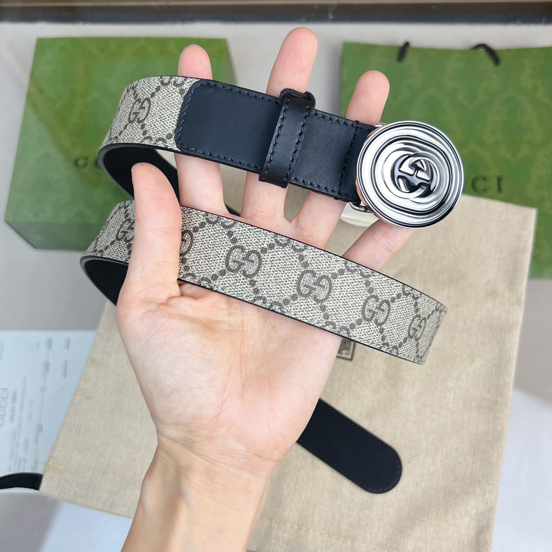 Gucci  Belt With Interlocking G Oval Buckle - DopestKickz