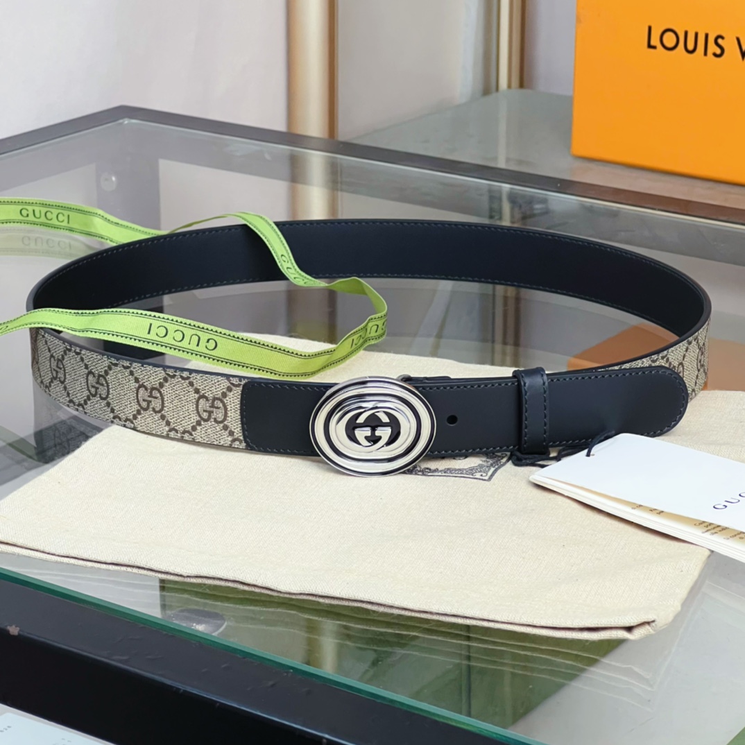 Gucci  Belt With Interlocking G Oval Buckle - DopestKickz