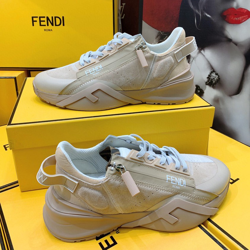 Fendi Flow Beige Suede Low-Tops Sneakers - DopestKickz
