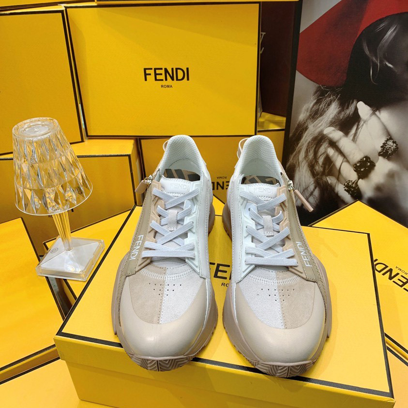 Fendi Flow Beige Suede Low-Tops Sneakers - DopestKickz