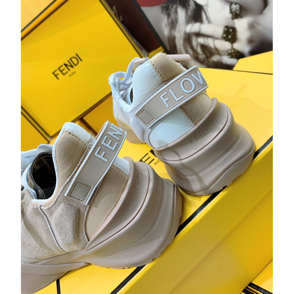 Fendi Flow Beige Suede Low-Tops Sneakers - DopestKickz
