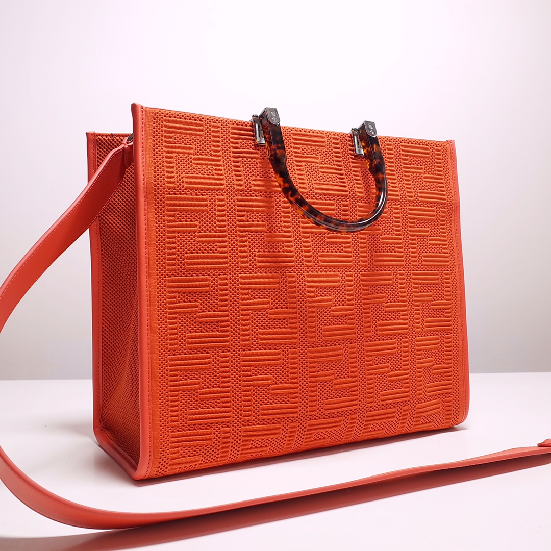 Fendi Sunshine Medium Shopper Bag In Red (35-31-17cm)  8BH386 - DopestKickz