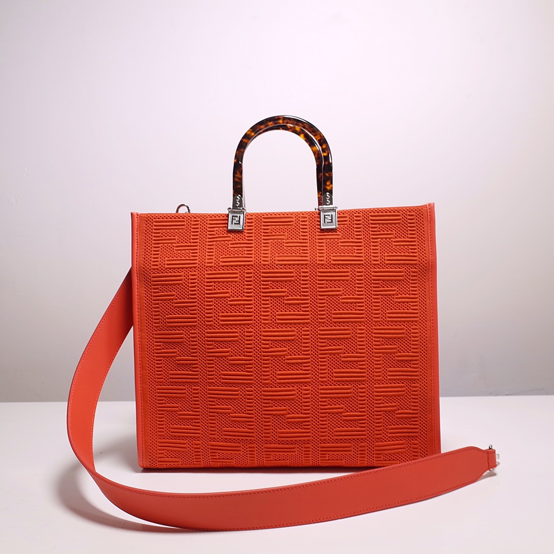 Fendi Sunshine Medium Shopper Bag In Red (35-31-17cm)  8BH386 - DopestKickz