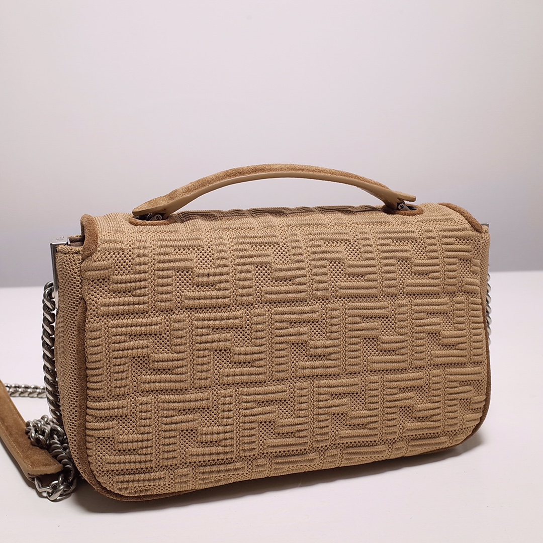 Fendi Iconic Medium Baguette Bag With Chain  (24-14.5-7CM)   8BR793 - DopestKickz